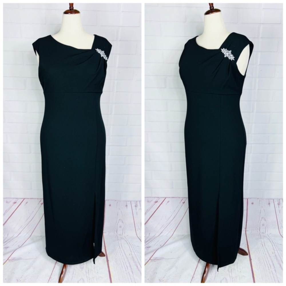 👗NWOT |•SLNY•| Beautiful Black Rhinestone Broach Formal Dress Size 14